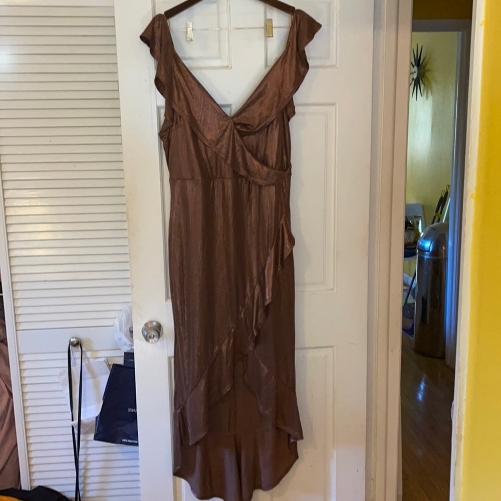 Fashion Nova Brown Ruffle Dress